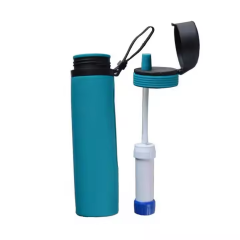 Portable Water Filter Straw Camping Water Filter Hiking Straw ,Foldable Water Bottle with Straw Filter