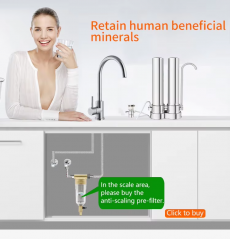 Kitchen Water Filter System 2 Stages Desktop Stainless Steel Faucet Water Filter with Pvdf Washable Uf Membrane
