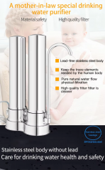 Kitchen Water Filter System 2 Stages Desktop Stainless Steel Faucet Water Filter with Pvdf Washable Uf Membrane