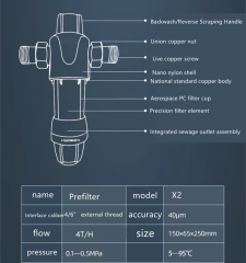Integrated Turning Scraper Whole House Auto Backwash Water Pre Filter Large Flow Prefilter