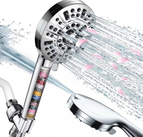 Minerals Stones Replacement Filters 10 Modes Spray Combo High Pressure Detachable Filtered Shower Head with Handheld