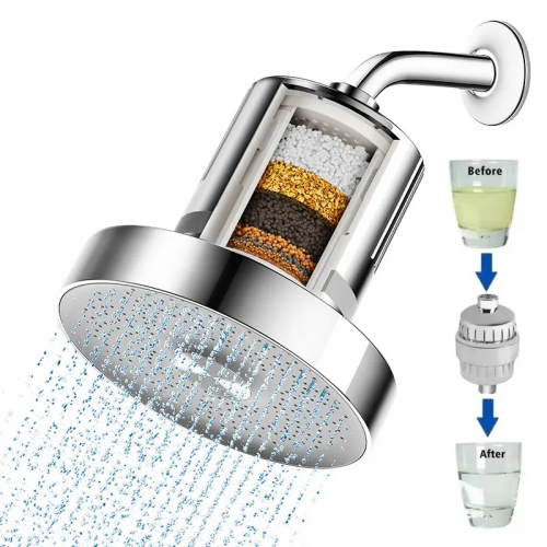 Luxury High-Pressure Black and Chrome Shower Head with Filter Bathroom Faucet Accessory