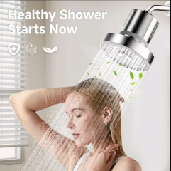 Luxury High-Pressure Black and Chrome Shower Head with Filter Bathroom Faucet Accessory