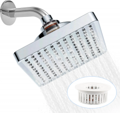 6-Inch Booster High Pressure Shower Head with 20-Stage Filtration