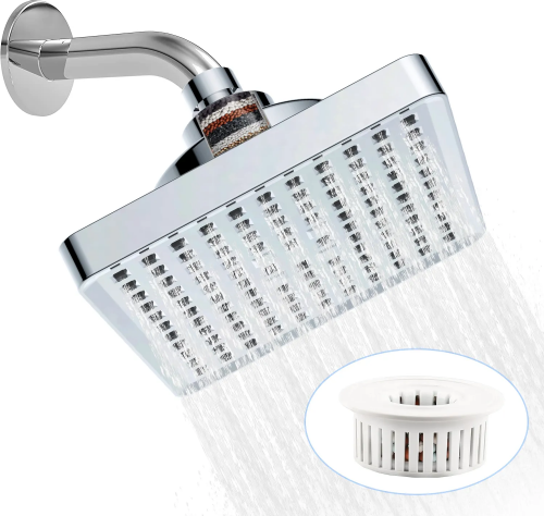 6-Inch Booster High Pressure Shower Head with 20-Stage Filtration