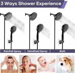 6inch Round Shower Head and 10 Functions Handheld Shower Filter Combo, Remove Chlorine Fluoride, Matte Black