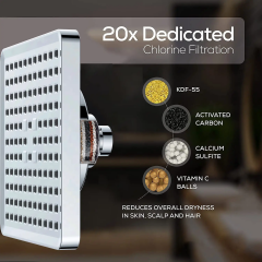 6-Inch Booster High Pressure Shower Head with 20-Stage Filtration