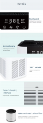 2025 Trend Home Desktop Smart air purifier Portable Anion True H13 HEPA Air Cleaner Purifier With Aroma Diffuser and Air Quality Monitor