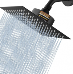 8 Inch Modern Black and Chrome Stainless Steel Showerhead with Filter