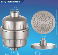 High Pressure Rain Shower Head Filter Set for Hard Water Removes Chlorine and Harmful Substances