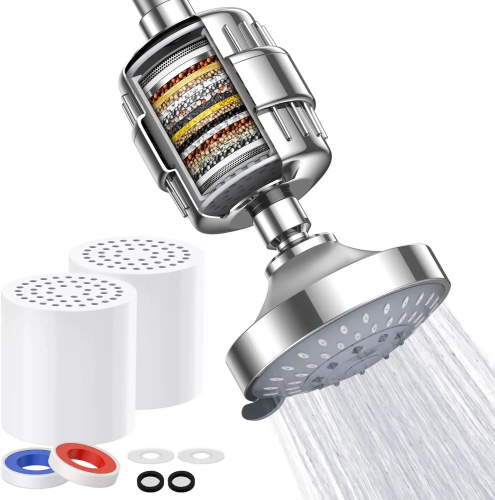 5 Spray Settings Shower Head with 20 Stage Filtered High Pressure Rain Showerhead Filter for Hard Water