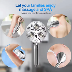 10 Settings Filter Shower Head with Massaging Ball High Pressure Shower Set with Hose and Bracket