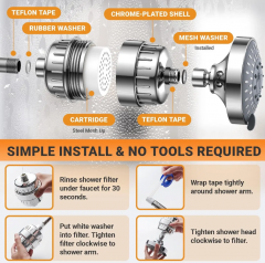 5 Spray Settings Shower Head with 20 Stage Filtered High Pressure Rain Showerhead Filter for Hard Water
