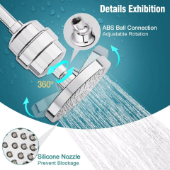 New Design Bathroom ABS Chrome Finishing Top 6 Inch Round Rain Shower Head with Filterh Filter