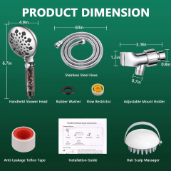 9 Spray Modes+Jet Flush Filtered Shower Head for Hard Water High Pressure Filtered Detachable Showerhead