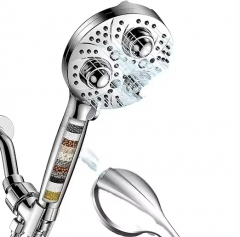 10 Settings Filter Shower Head with Massaging Ball High Pressure Shower Set with Hose and Bracket