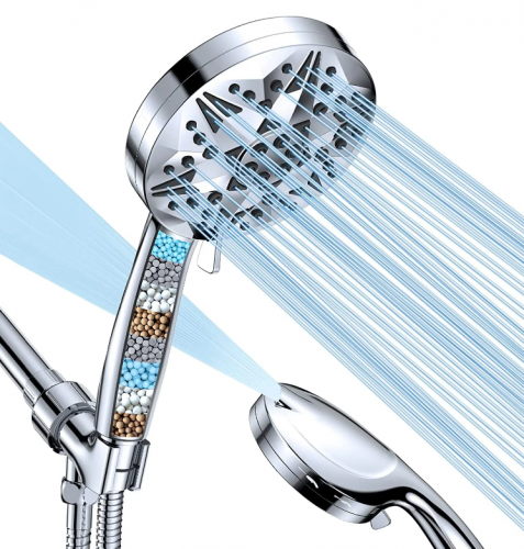Mineral 10 Function High Pressure Shower Head with 2 Jet Spray Modes Filter Handheld Showerhead