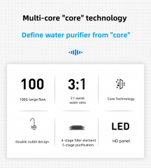 Customized Under Sink Electric 600G/800G Tds Display Water Purifier Reverse Osmosis Membrane Smart Water Filter System for Home