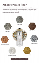 Alkaline Water Bottle pH 9.5 Hydrogen Ball ORP Zinc Mineral element Trace Alkaline Bottled Water with Replacement Filter