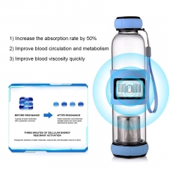 Hot Sale Nano Energy Alkaline Water Flask Terahertz pH Hydrogen Glass Water Bottle With Tourmaline Energy Negative Stone