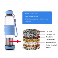Hot Sale Nano Energy Alkaline Water Flask Terahertz pH Hydrogen Glass Water Bottle With Tourmaline Energy Negative Stone