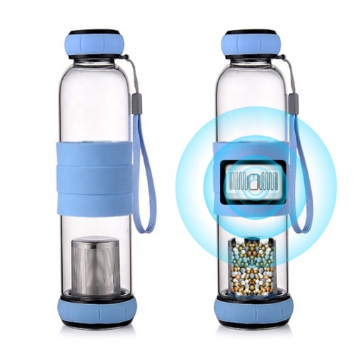 Hot Sale Nano Energy Alkaline Water Flask Terahertz pH Hydrogen Glass Water Bottle With Tourmaline Energy Negative Stone