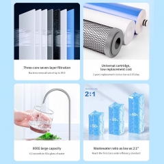 Home RO Reverse Osmosis Water Purifier 600G High-Flow Direct-Drinking Water Purifier Custom Tap Water Filtration System